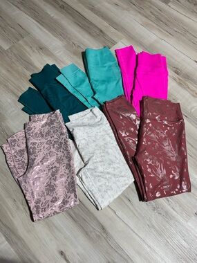 Mixed Color Floral & Solid Leggings Bundle